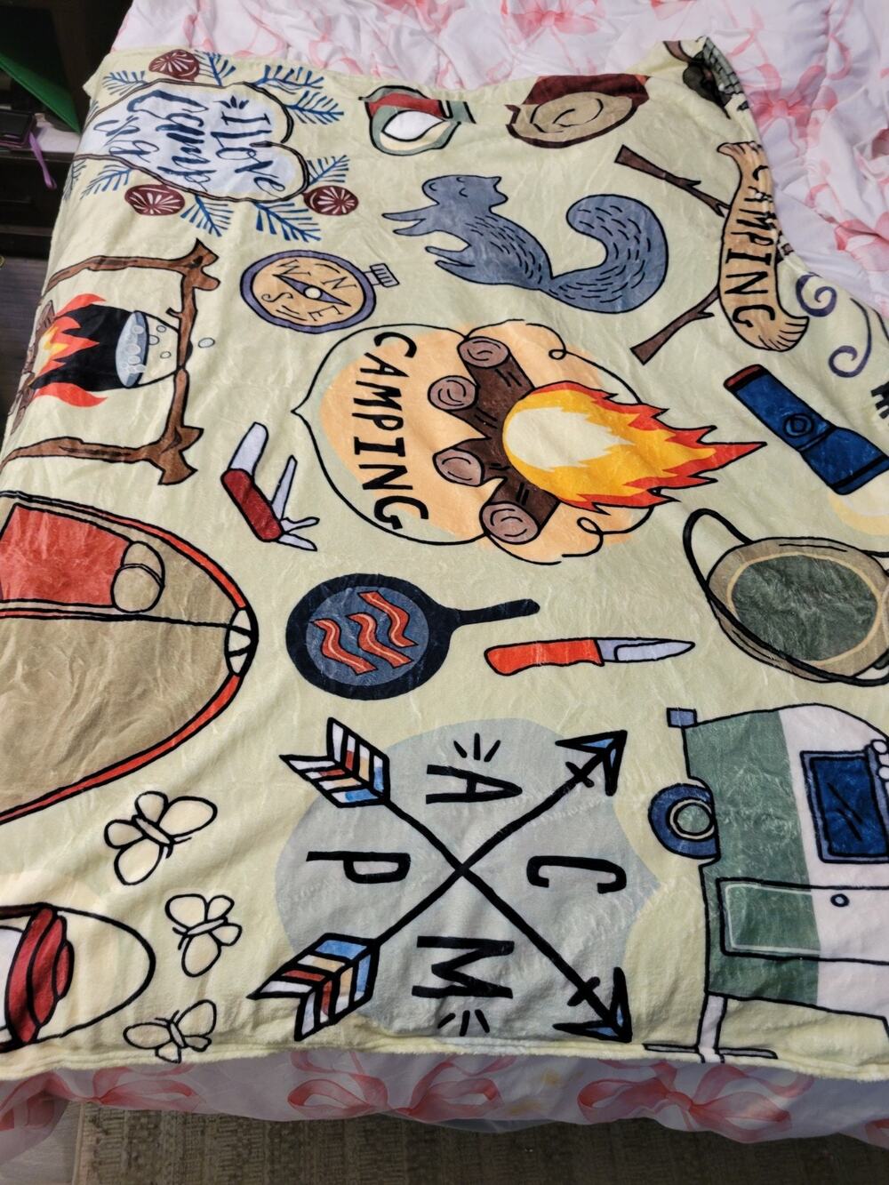 camping-themed hooded wearable blanket Soft Kids New
